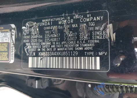 2019 Hyundai Tucson Value from USA, damaged, VIN KM8J33A4XKU851129
